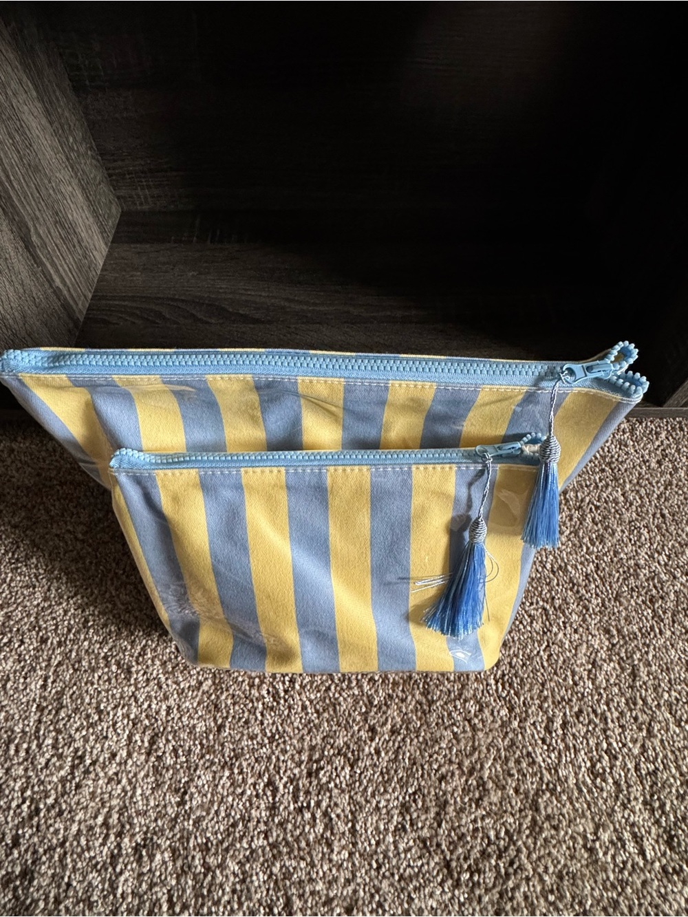 Dairy Boy Bluebird Stripe Make Up Bag Set